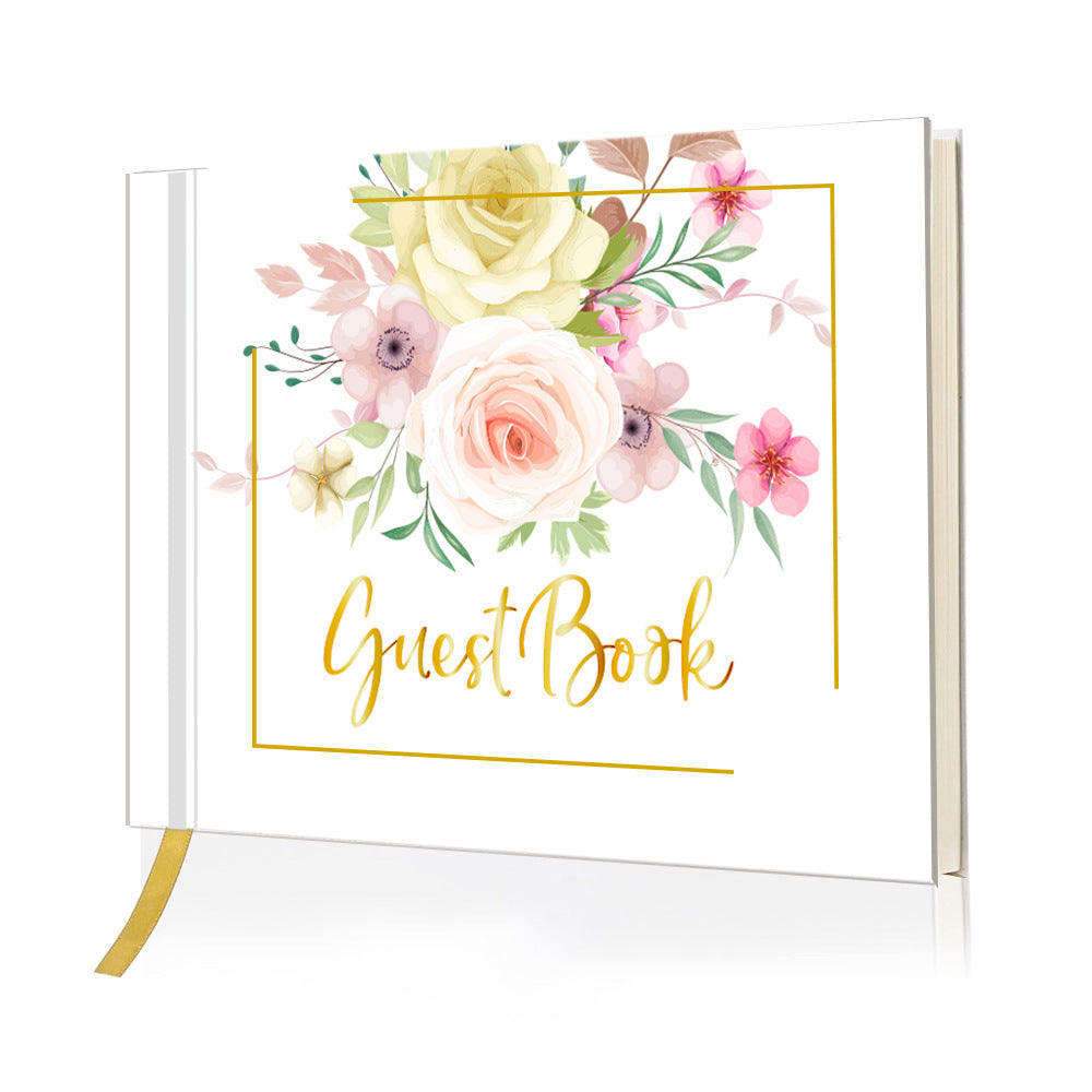Minimalist Wedding Guest Book - Spiral Bound with Gold Foil 120 Pages