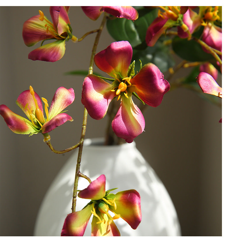 Artificial Dogwood Flower Stem, Single Stem with 9 Blooms, 33" Tall, Silk Floral Arrangement for Home Decor, Wedding, Events - Yellow, Pink, White