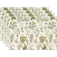 New Spring Floral Linen Placemats Set - 17.7"×11.8" Seasonal Table Decor for Kitchen & Dining