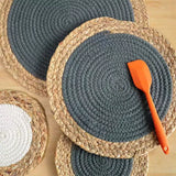 11.8 - Inch Natural Calabash Grass Woven and Cotton Rope Coaster Set