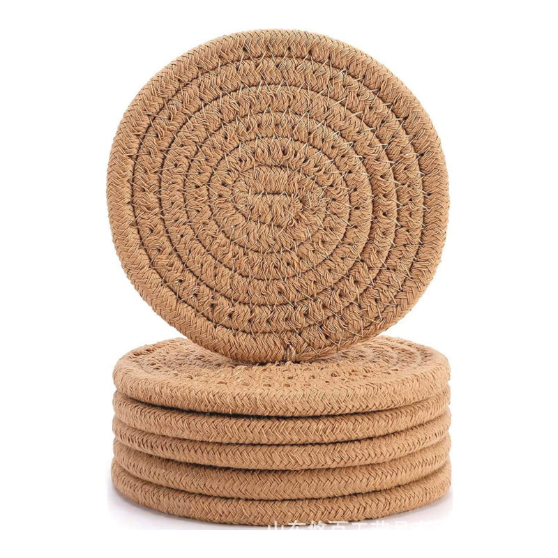 Premium Woven Coasters Set of 6 Natural Fiber Boho Home Decor High Absorbency Housewarming Gift Bar Essentials Ethically Handcrafted