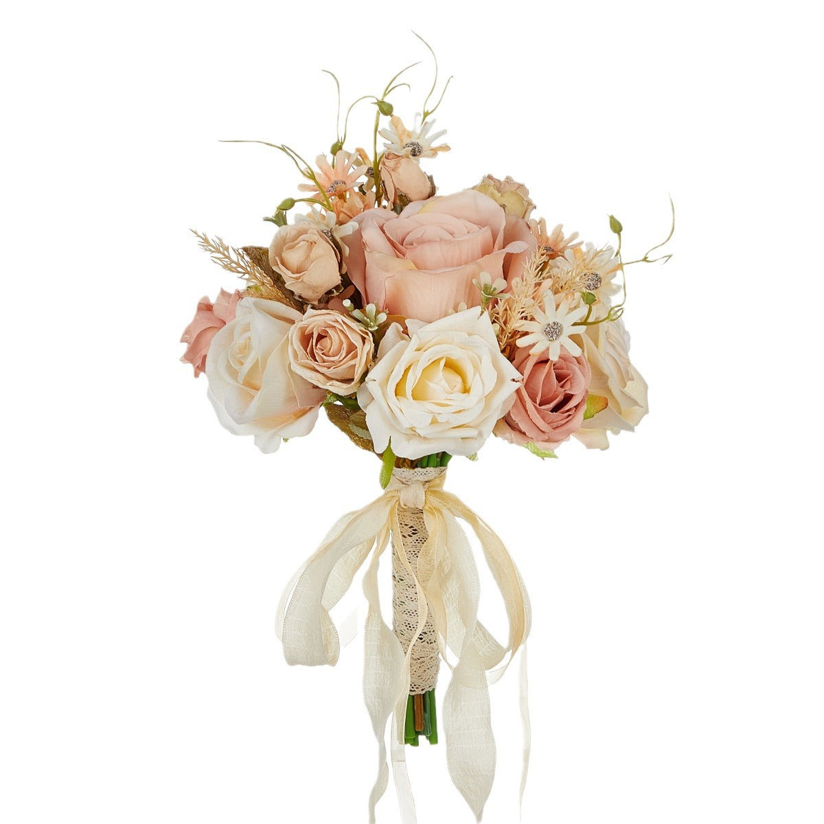 Bulk White Pink Wedding Bouquets Bride Bouquet Wrist Corsage Groom Boutonniere Wedding Flower Bridesmaid Wrist Corsage Party Wedding Decoration Wholesale