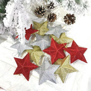 6 Pcs Five-Pointed Star Christmas Ornaments Hanging Decorations for Xmas Trees Bulk Set