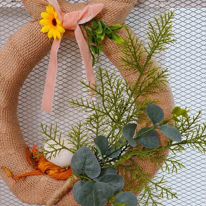 Easter Bunny Wreath - 1.73ft Burlap Rabbit Decor for Easter Christmas Home Party Hanging Decorations