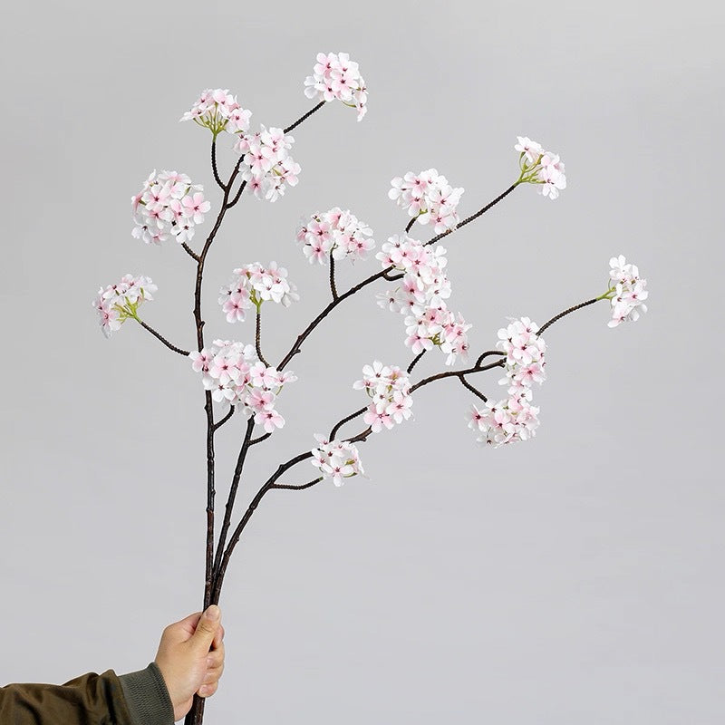 35" Artificial Pear Blossom Bush with 6 Blooms, Silk-Like Fabric, for Weddings, Events, and Home Decor