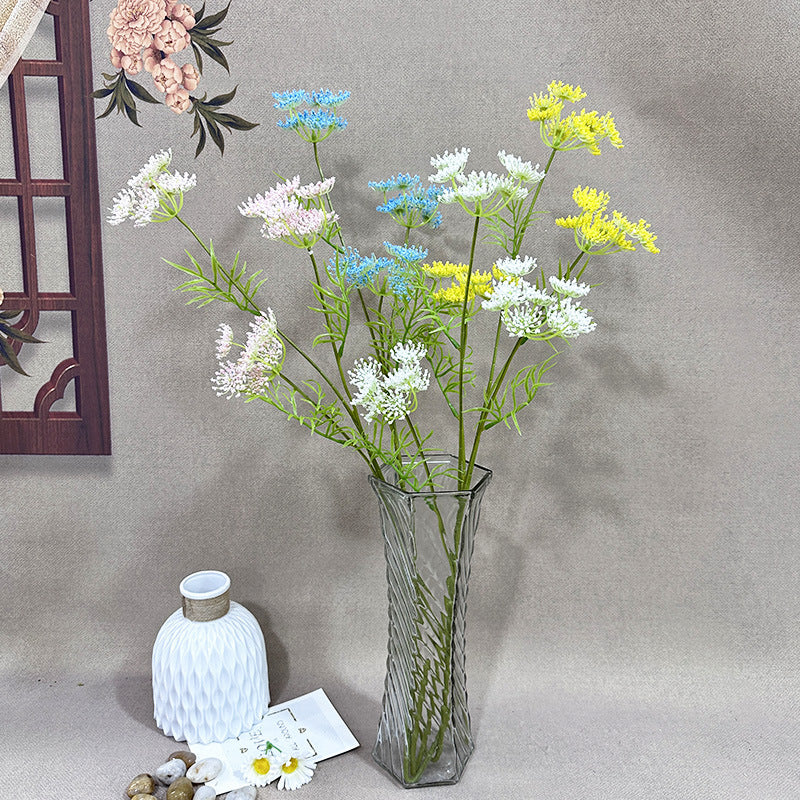 Single Stem Lace Artificial Flower, 75cm Tall with 24 Blooms, Perfect for Weddings, Home Decor, and Events
