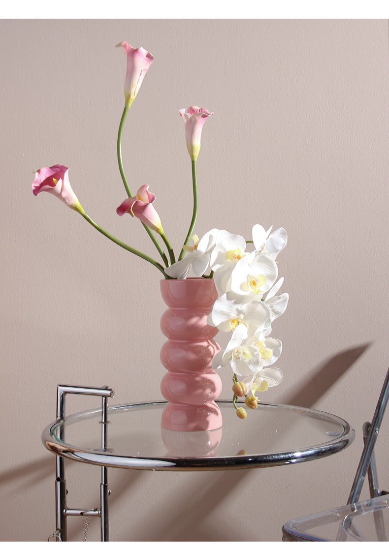 Bulk Ceramic Flower Vase Ribbing Modern Unique Home Party Decor Wholesale