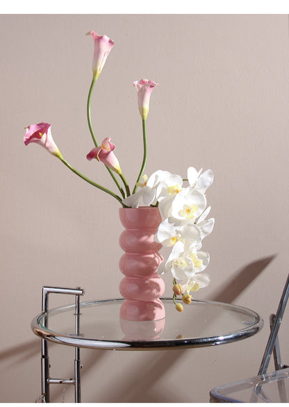 Bulk Ceramic Flower Vase Ribbing Modern Unique Home Party Decor Wholesale