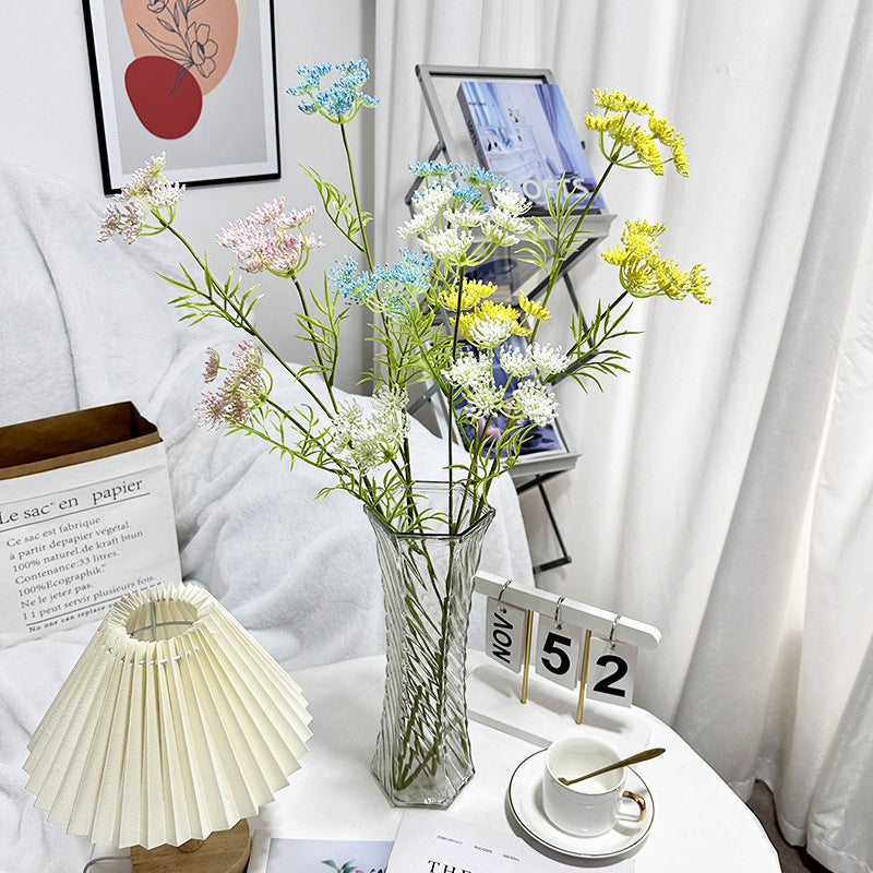 Single Stem Lace Artificial Flower, 75cm Tall with 24 Blooms, Perfect for Weddings, Home Decor, and Events