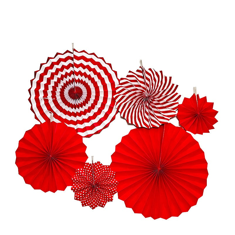 Bulk 6 Pcs Hanging Round Paper Fans Sets For Valentine's Day Birthday Wedding Party Graduation Events Accessories Wholesale