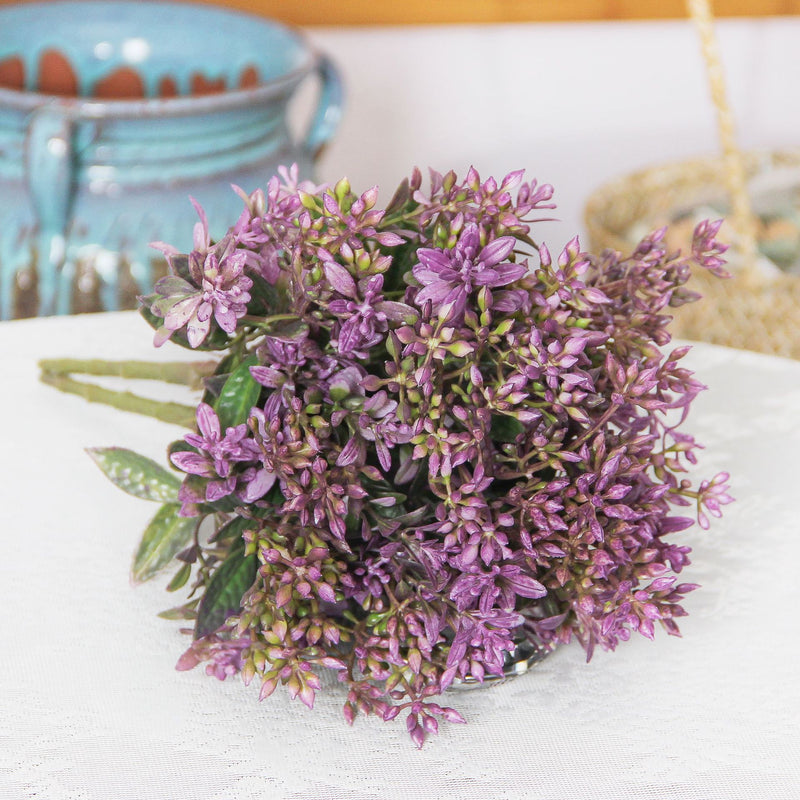 Artificial Kalanchoe Bush, 15 Branches, Plastic Faux Flower Greenery, Home, Wedding & Window Display Decor