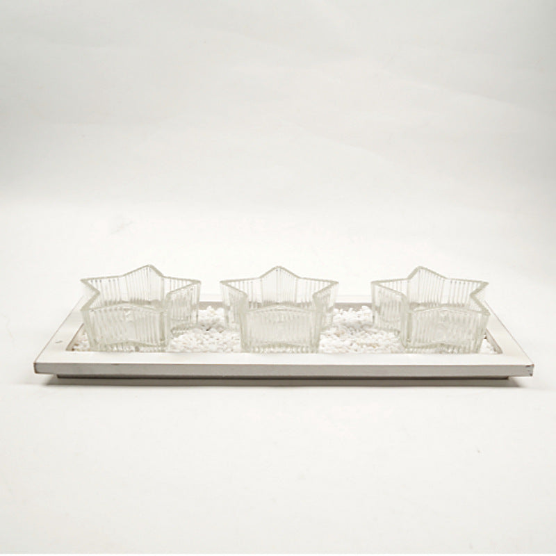 Bulk Star Glass Candle Holder Set With Tray Votive Candlestick for Home Wedding Party Desktop Centerpiece Candle Cup Wholesale