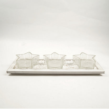 Bulk Star Glass Candle Holder Set With Tray Votive Candlestick for Home Wedding Party Desktop Centerpiece Candle Cup Wholesale