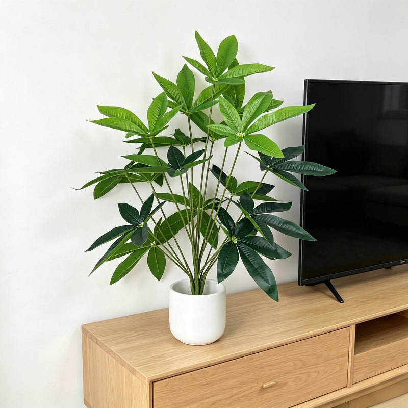 Artificial Lucky Leaf Bush with 18 Blooms, 29-Inch Tall, PE/PVC Material, Ideal for Indoor Décor, Weddings, and Events