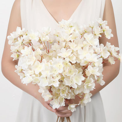 Wedding Floral Backdrop Decor Premium 6 Pcs Artificial Cherry Blossom Branches Silk UV Resistant for Venue Styling