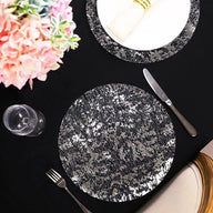 6-Pack 12.99-Inch Round Mesh Placemat with Gold Foil - Ideal for Weddings, Holidays & Banquet Decor