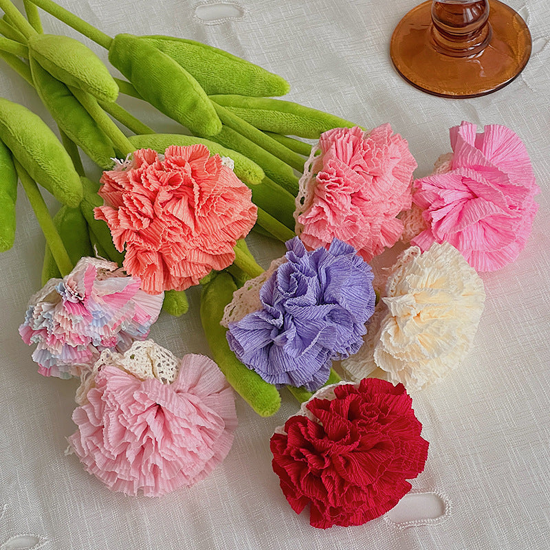 Silk-Like Carnation Bouquet, Set of 10 Stems, 14" Tall, Perfect for Home Decor, Weddings & Events