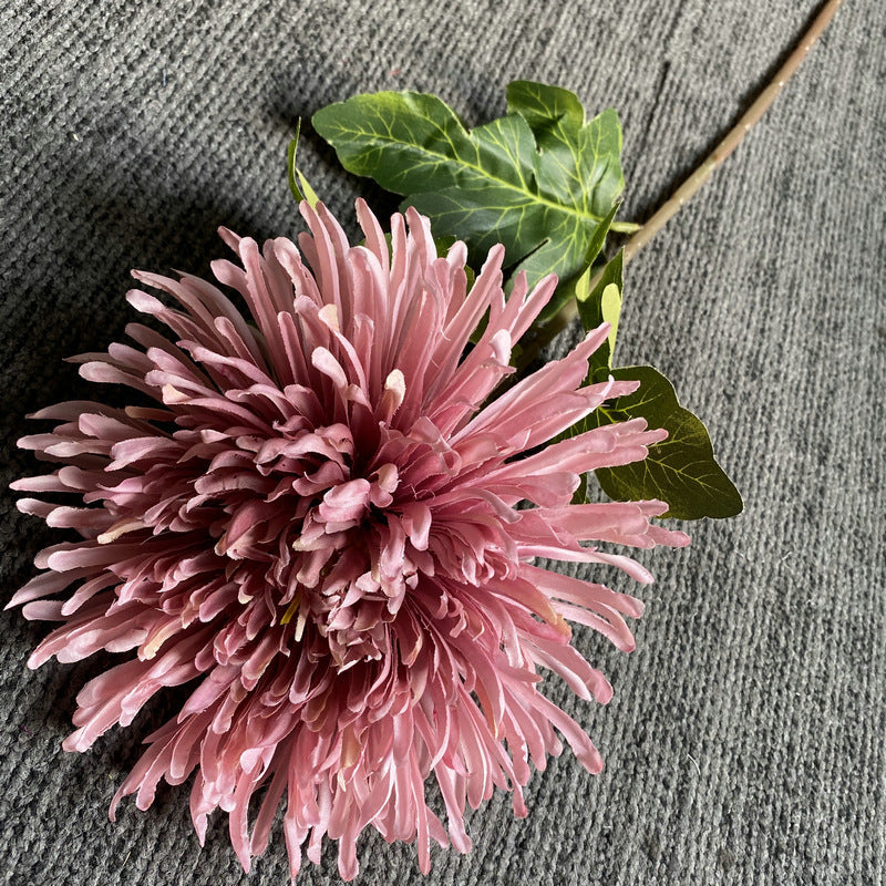 Single Stem Artificial Chrysanthemum, 29" Realistic Silk-Like Fabric Flower for Weddings & Home Decor, Dragon Claw Mum