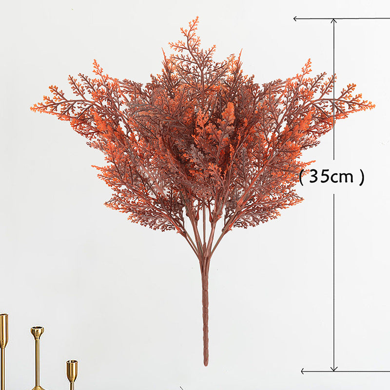 Artificial Boston Fern Bush, 7-Branch Faux Greenery Stem, Plastic PE/PVC, Indoor Outdoor, Wedding & Home Decor