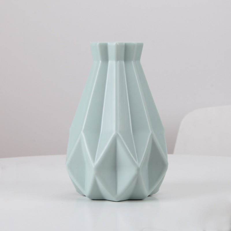 Bulk 2 Pcs Imitation Ceramic Plastic Vase Geometric Flower Vase for wedding Party Home Desktop Center Vase Wholesale