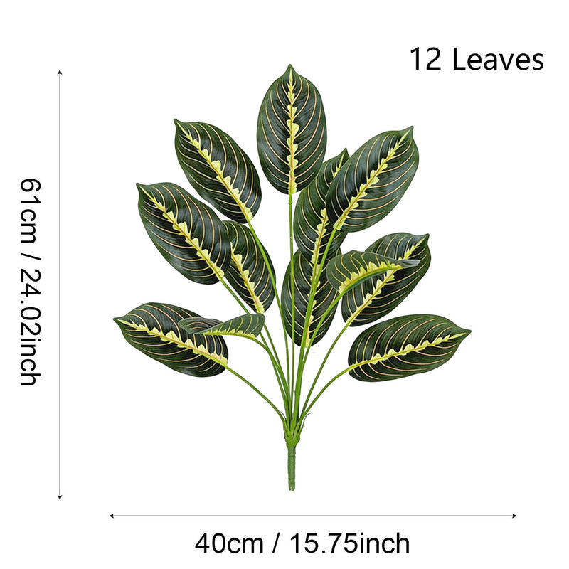 Artificial Calathea Plant, 17 Inch Tall, Realistic Plastic Greenery for Home, Office, Wedding Decor