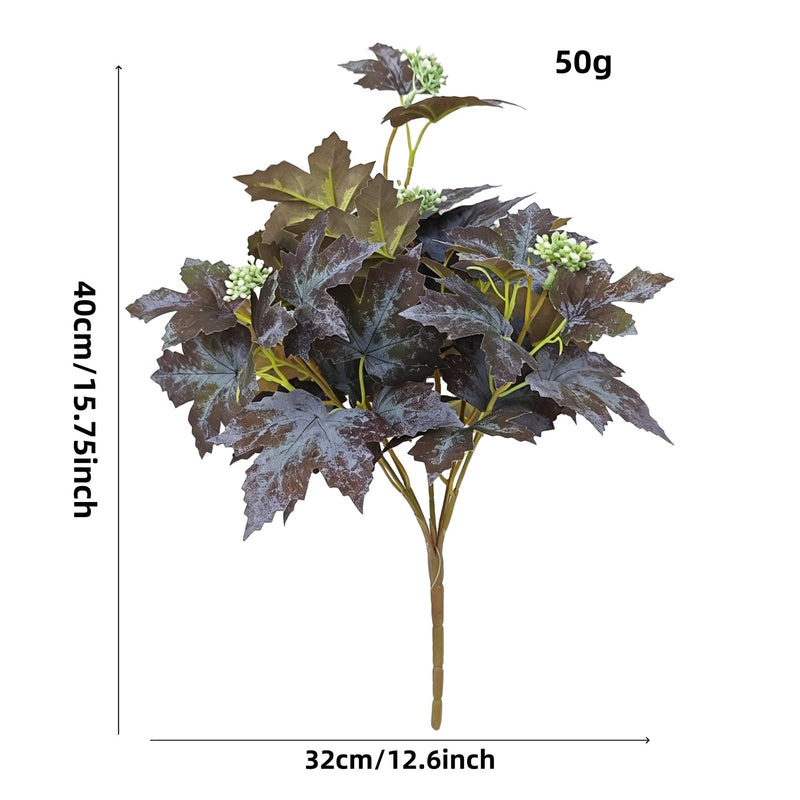 Artificial Maple Leaf Bush, 18.5" Tall, Plastic, for Wedding, Home, and Event Decor