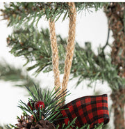 Christmas Iron Bell Ornaments with Pine Cone and Berry Hanging Decorations, Bulk Set