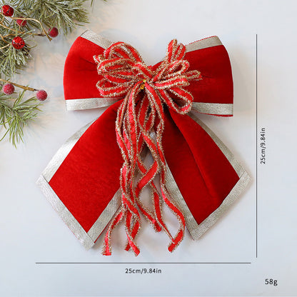 Christmas Bow Decor - Plush & Shimmer Fabric Ornament for Christmas Tree & Holiday Decor (10x10 Inches)