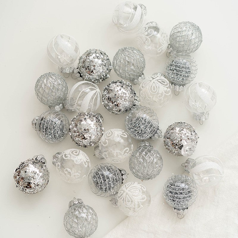 25 Pcs Gold Glitter Christmas Ball Ornaments Hanging Decorations Bulk Set