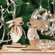 Bulk 12 Pcs Wooden Rabbit Ornaments for Christmas Easter Desktop Crafts