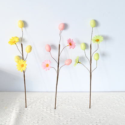 Easter Decor Egg & Wildflower Stem - 11.8" Artificial Insert for Home Decor