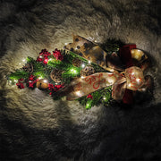 Christmas Garland Bulk 6 Pcs Artificial Pine Teardrop Swag with Berry Bell for Stairs Door Fireplace Decor