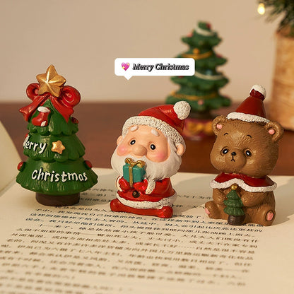 4-Pack Mini Christmas Figurines (2-2.8 Inches) - Tabletop Decor & Stocking Stuffer Gifts