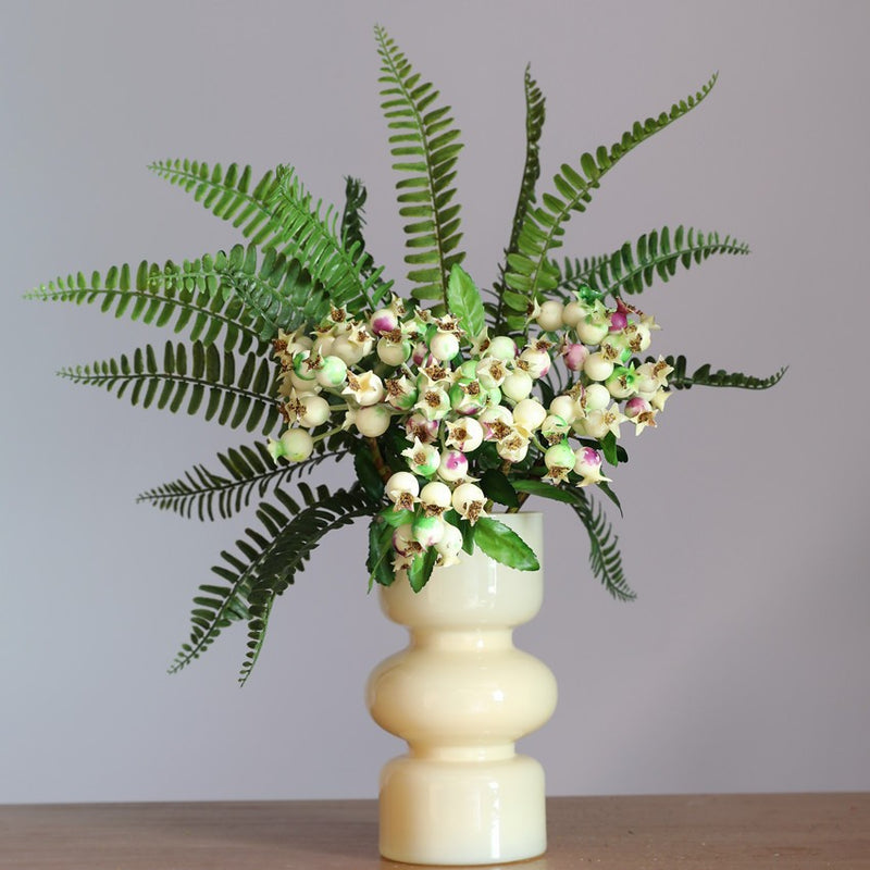 Artificial Pomegranate Fruit Bush with 14 Blooms, 10" Long, Plastic, for Home Decor, Weddings, Events