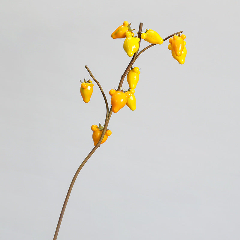 Single Stem Artificial Goldfruit Branch with 10 Blooms, 26" Long, Foam Material, Perfect for Home Decor, Weddings, and Events