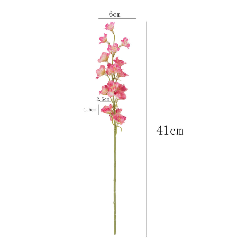 Artificial Delphinium Single Stem, 16 Blooms on Silk-Like Fabric, 16" Tall, for Wedding Centerpieces, Home Decor & Floral Arrangements