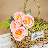 5-Stem Happy Rose Artificial Flowers 12" - Home Wedding Decor Table Centerpiece