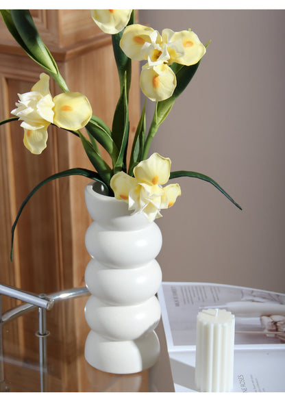 Bulk Ceramic Flower Vase Ribbing Modern Unique Home Party Decor Wholesale