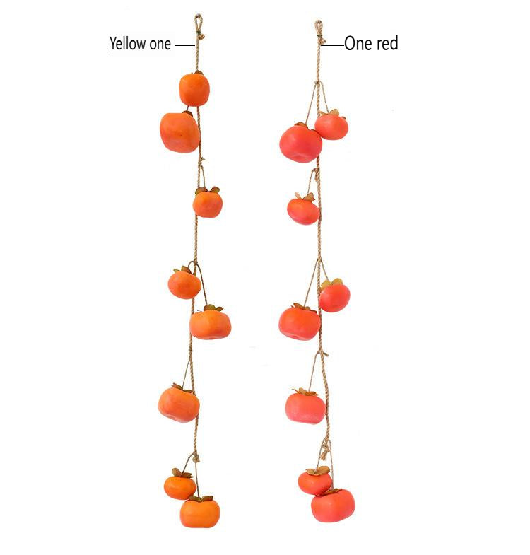 Bulk 2 Pcs Persimmon Garlands Real Touch Fade Resistance for Indoor Outdoor Home Decor Thanksgiving Photo Studio Backdrops Wholesale
