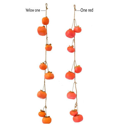 Bulk 2 Pcs Persimmon Garlands Real Touch Fade Resistance for Indoor Outdoor Home Decor Thanksgiving Photo Studio Backdrops Wholesale