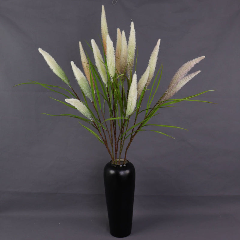 Artificial Reed Grass Bush with 3 Blooms, 40" Tall, Silk-Like Fabric, for Indoor/Outdoor Decor, Weddings, and Events