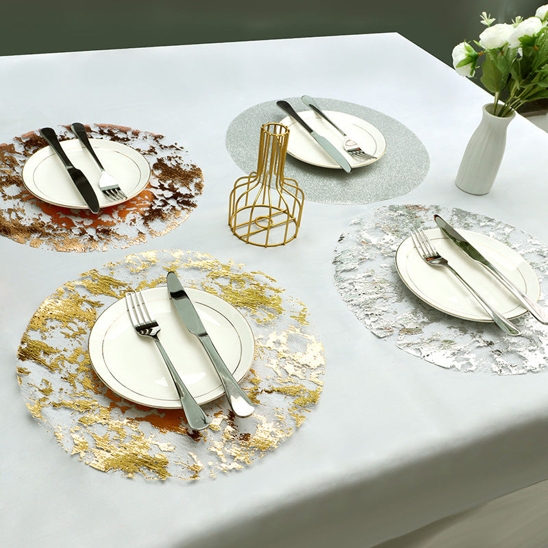 Luxury Disposable Gold Foil Round Placemats - 13" (20 Pcs) for Wedding Hotel & Dining Table Decor