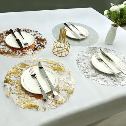 Luxury Disposable Gold Foil Round Placemats - 13" (20 Pcs) for Wedding Hotel & Dining Table Decor