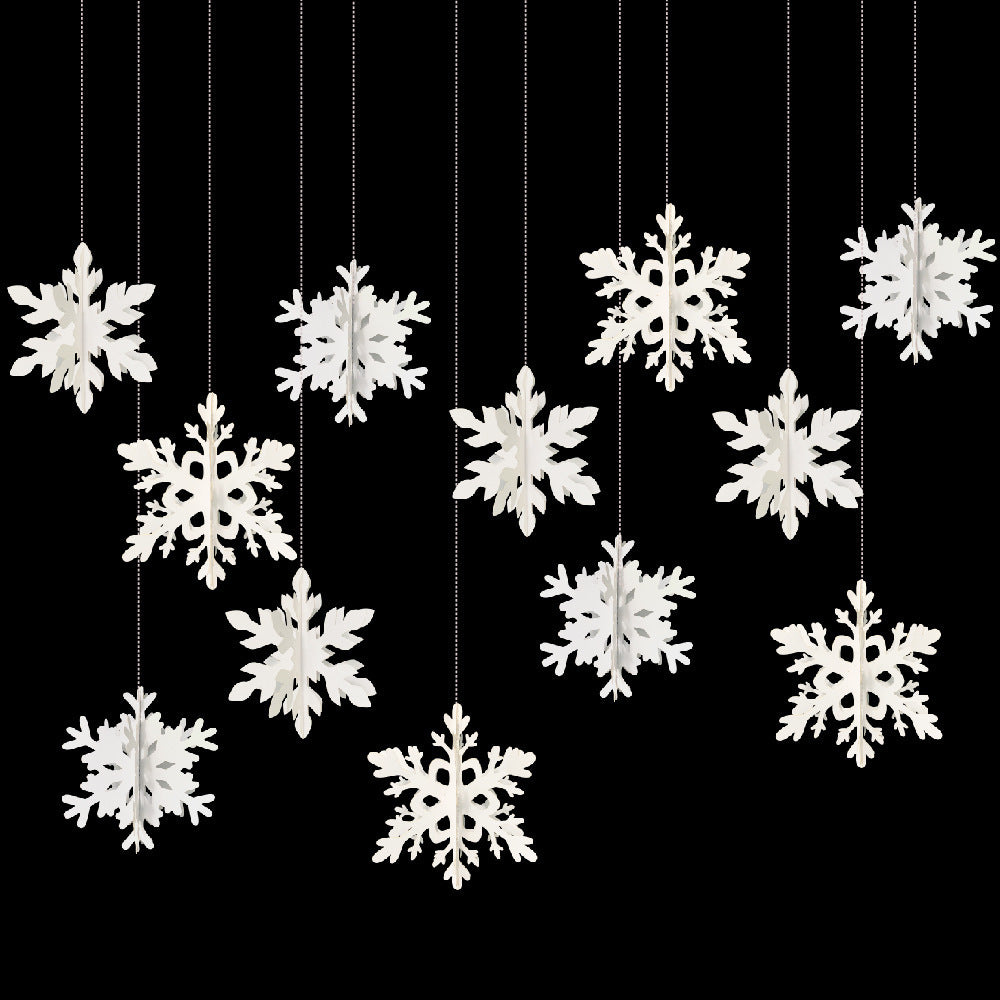 Bulk 12pcs 3D Snowflake Hanging Ornaments - Christmas Tree and Party Decorations Wholesale