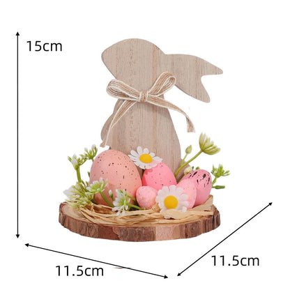 Easter Wooden Decor 3-Pack - Bunny & Egg Farmhouse Table Accents (5.91"×4.72"×4.72")