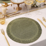 Paper Woven Tassel Placemats - 15" Round (6-Pack) | Non-Slip Cup Mat & Heat-Resistant Table Pad for Home Decor