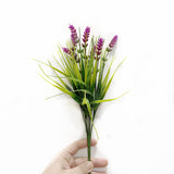 Premium 10 Pack UV Resistant Artificial Lavender Grass High Quality Faux Plants Porch Patio Garden Indoor Outdoor Decor