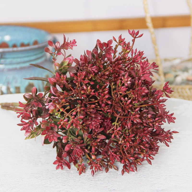 Artificial Kalanchoe Bush, 15 Branches, Plastic Faux Flower Greenery, Home, Wedding & Window Display Decor