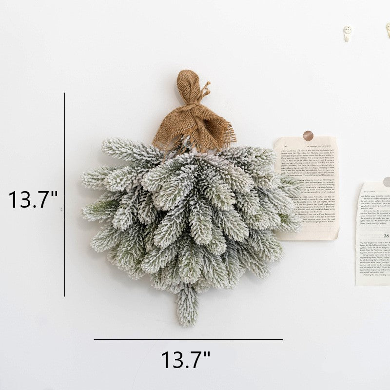 Light Up Artificial Pine Needle Bundle with LED Christmas Ball Ornament, Hanging Decoration for Door Wall Window, Bulk Set