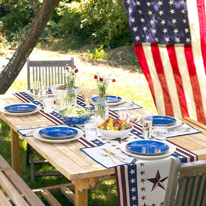 Bulk 2 Pcs Patriotic Independence Day Table Runners for Party Dining Kitchen Home Decor Wholesale